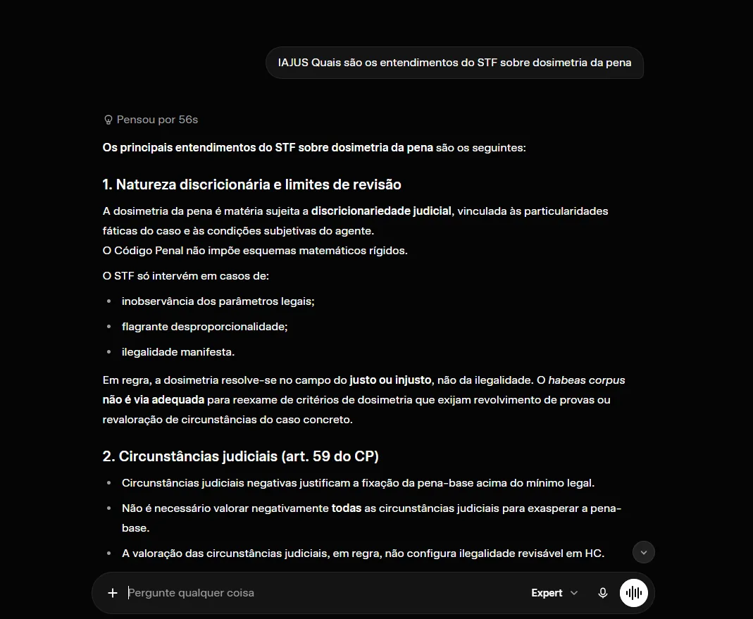 Resposta do Grok sobre os entendimentos do STF a respeito de dosimetria da pena, com fundamentos e referências.